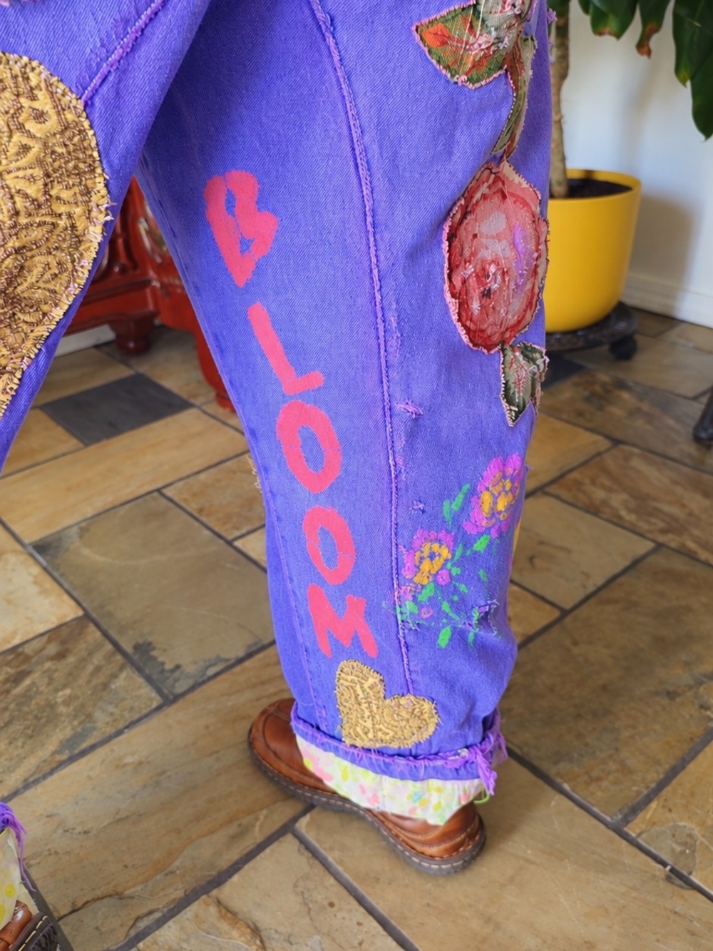 Free People + Me, Purple Floral & Hummingbird Overalls Jumpsuit - Picture 7 of 14